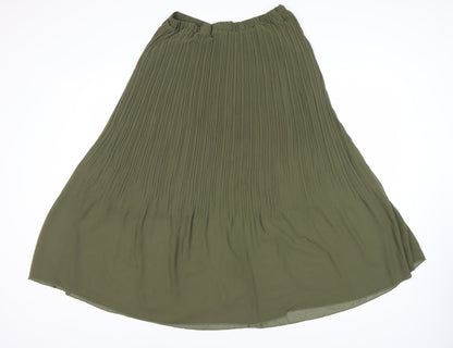 New Look Women's Green Pleated Midi Skirt, Size 14