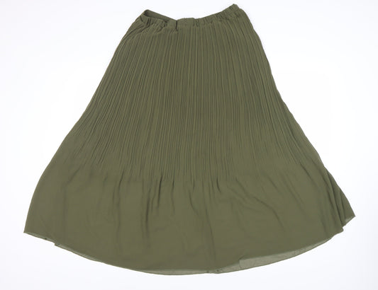 New Look Women's Green Pleated Midi Skirt, Size 14