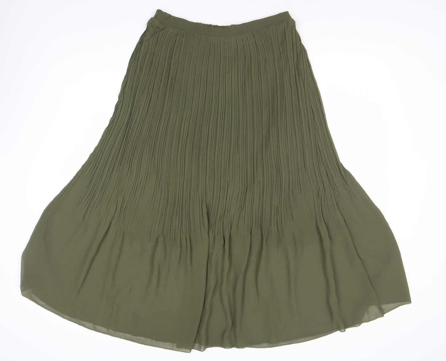 New Look Women's Green Pleated Midi Skirt, Size 14