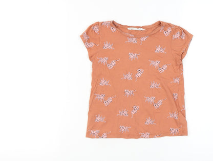 H&M Girls Orange Animal Print T-Shirt, Size: 9-10 Years
