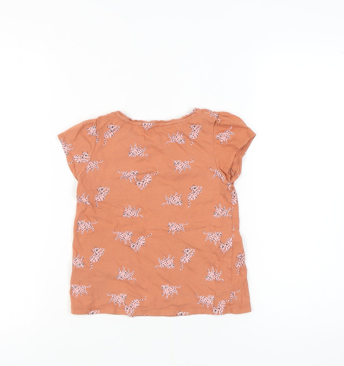 H&M Girls Orange Animal Print T-Shirt, Size: 9-10 Years