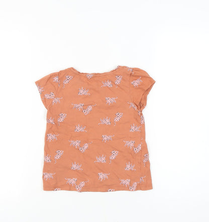 H&M Girls Orange Animal Print T-Shirt, Size: 9-10 Years