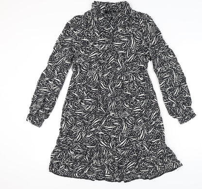 New Look Women's Black Animal Print Long Sleeve Dress - Size 10