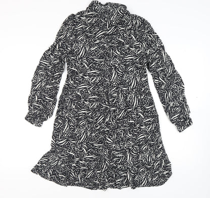 New Look Women's Black Animal Print Long Sleeve Dress - Size 10
