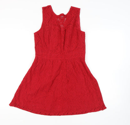 Oasis Red Sleeveless Lace Women's Dress Size 12