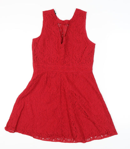 Oasis Red Sleeveless Lace Women's Dress Size 12