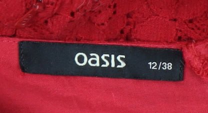 Oasis Red Sleeveless Lace Women's Dress Size 12