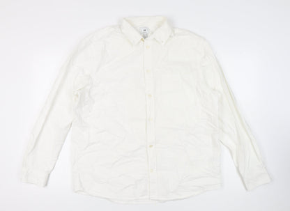 H&M Men’s White Regular Fit Cotton Shirt L Button-Up