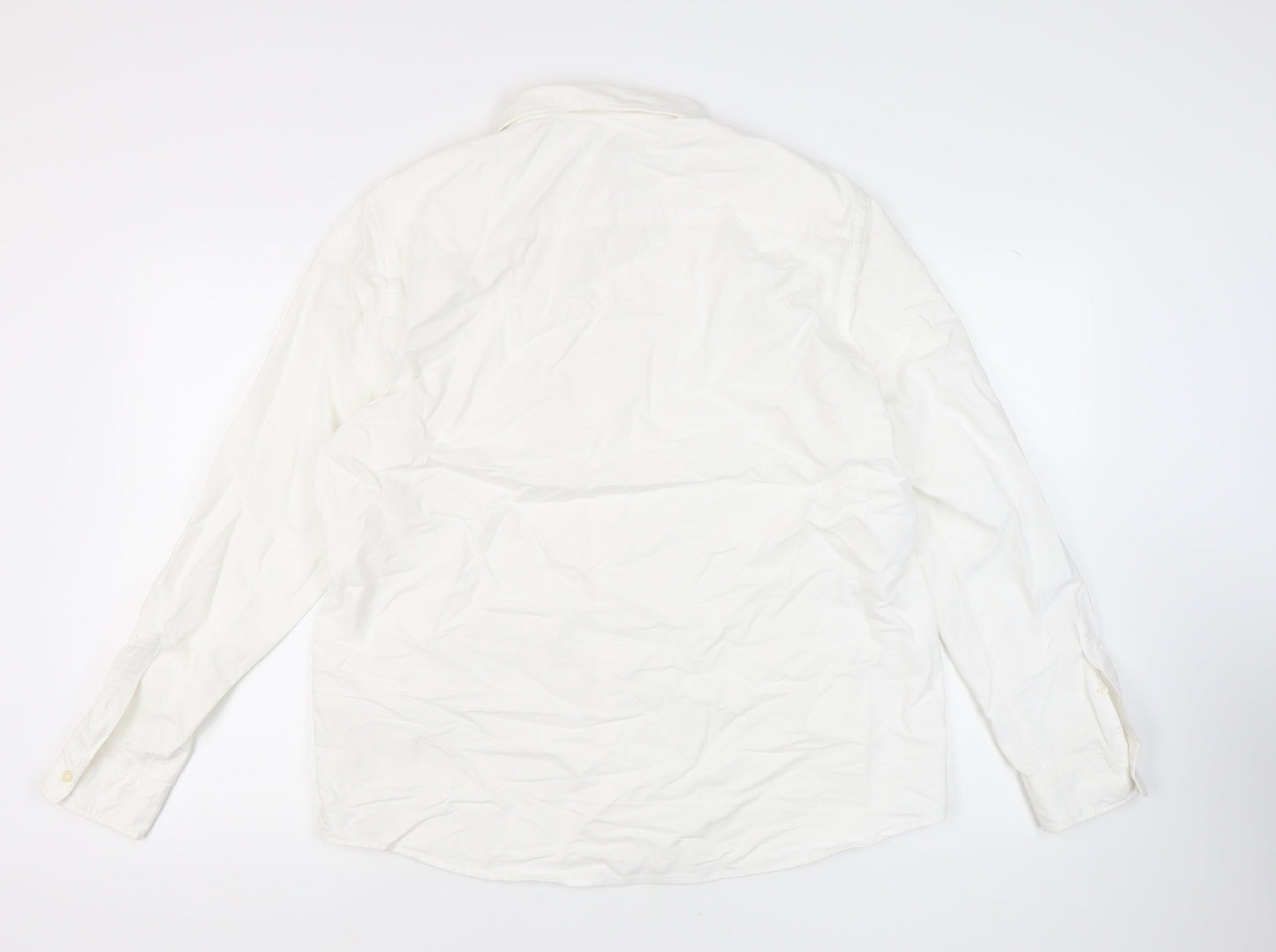 H&M Men’s White Regular Fit Cotton Shirt L Button-Up
