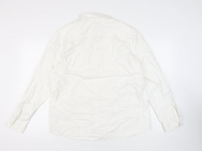 H&M Men’s White Regular Fit Cotton Shirt L Button-Up