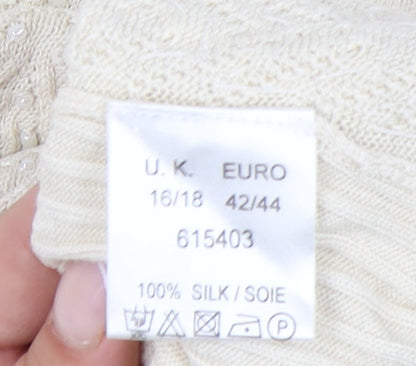 Alexon Women's Beige Silk Top, Size 16/18