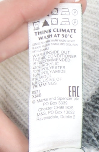 Womens UK Size S Marks and Spencer Grey Pullover Jumper