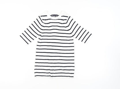 Marks and Spencer Women's White Striped Pullover Jumper