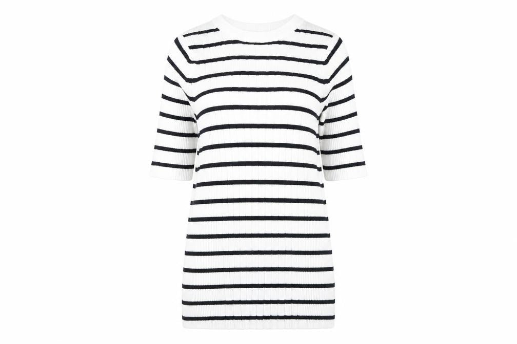 Marks and Spencer Women's White Striped Pullover Jumper