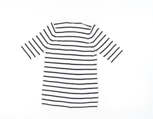 Marks and Spencer Women's White Striped Pullover Jumper