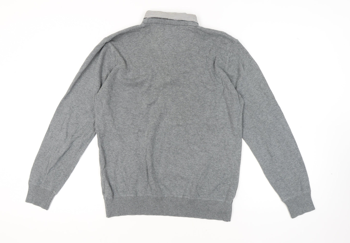 Next Men's Grey Henley Jumper, M, Casual Classic Knit