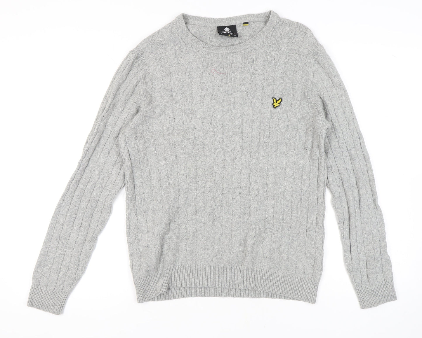 Lyle & Scott Men's Grey Wool Pullover Jumper M, Regular Fit