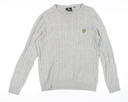 Lyle & Scott Men's Grey Wool Pullover Jumper M, Regular Fit