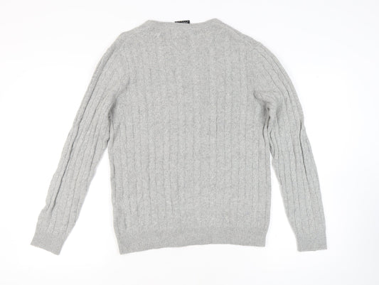 Lyle & Scott Men's Grey Wool Pullover Jumper M, Regular Fit