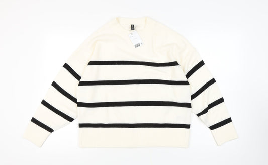 Womens UK Size M Divided Ivory Pullover Jumper