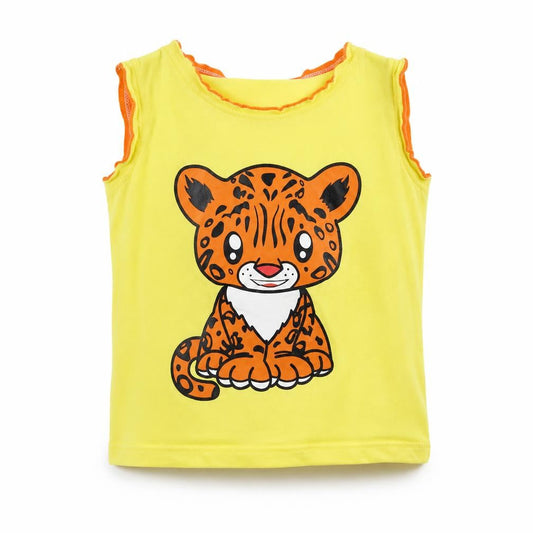 Model Kids Yellow Kids T-Shirt Sleeveless Graphic Print L