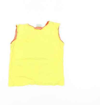 Model Kids Yellow Kids T-Shirt Sleeveless Graphic Print L