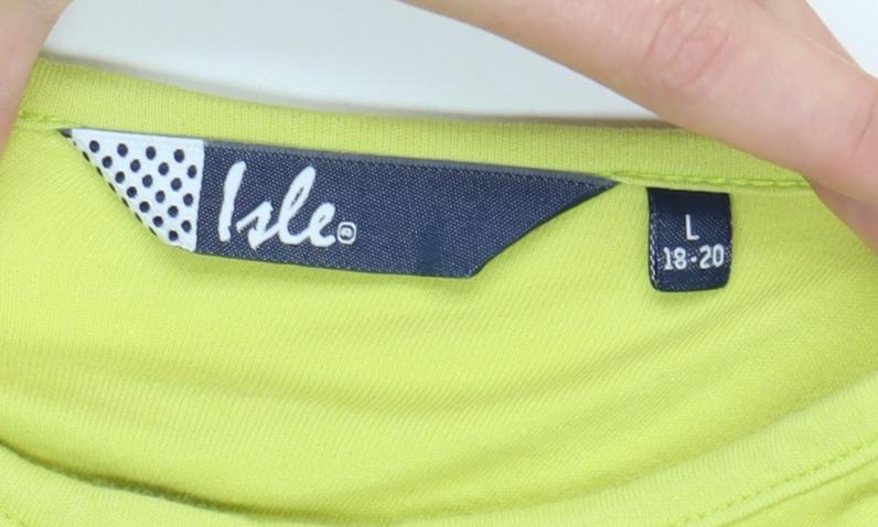 Isle Women's Yellow T-Shirt, Size L, Short Sleeve Casual