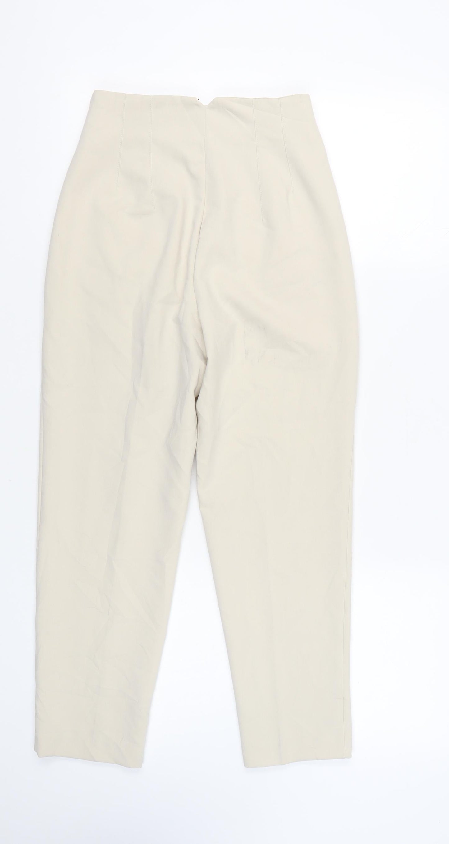 Womens UK Size S Zara Regular Fit Chino Beige Trousers