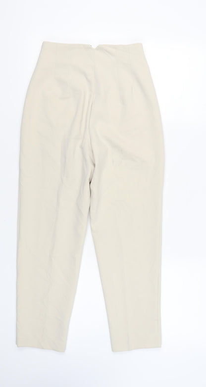 Womens UK Size S Zara Regular Fit Chino Beige Trousers