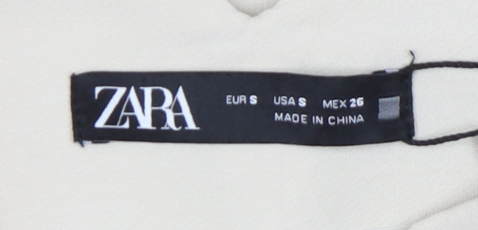 Womens UK Size S Zara Regular Fit Chino Beige Trousers