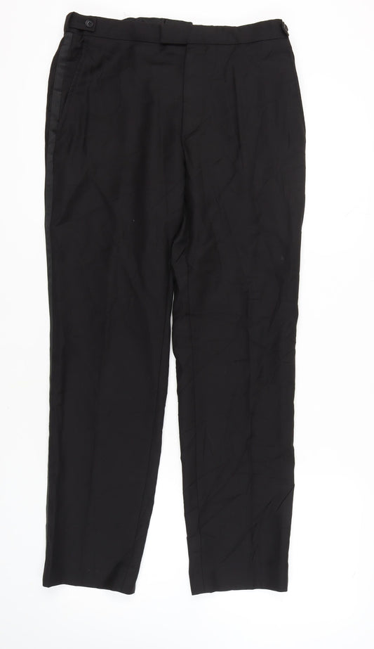 Paul Costelloe Men's Black Wool Trousers - Size 34