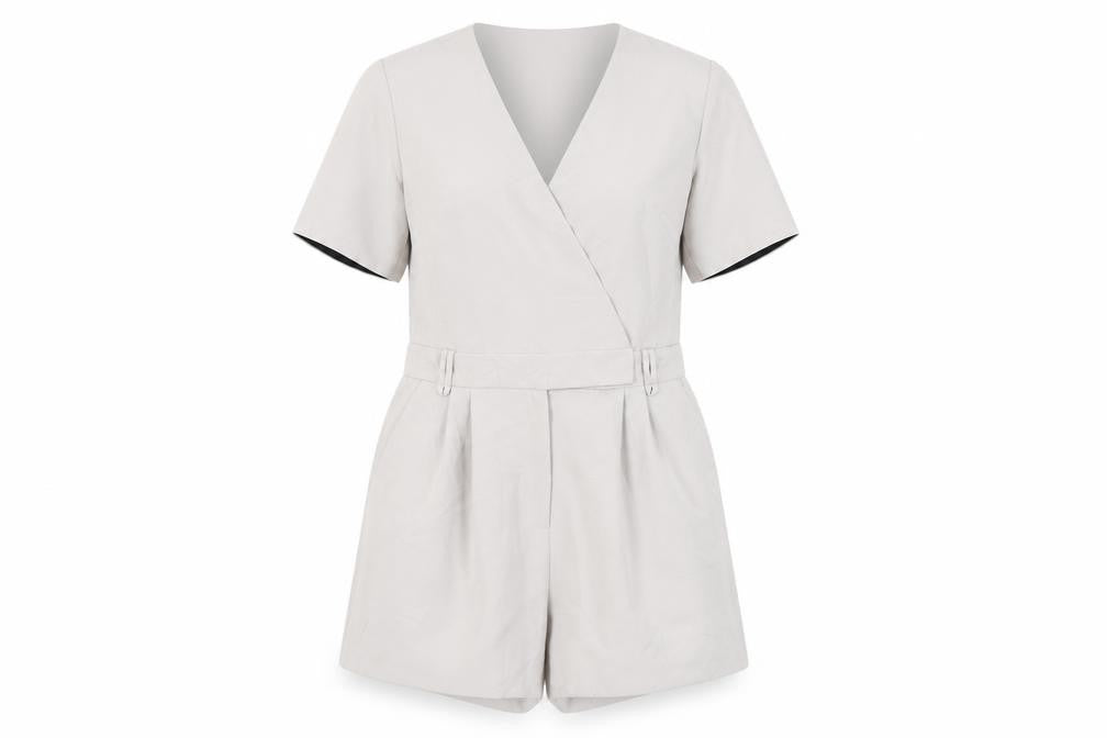 Womens UK Size 10 Topshop One-Piece Beige Jumpsuit