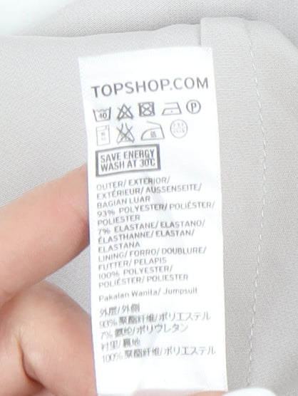 Topshop Women's Beige Short Sleeve Jumpsuit Size 10