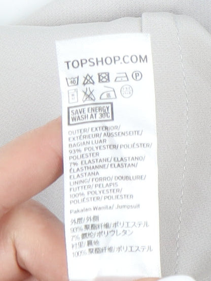 Topshop Women's Beige Short Sleeve Jumpsuit Size 10