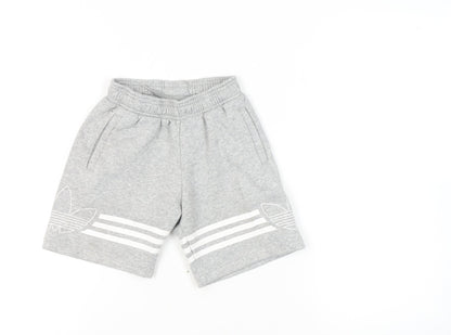 Adidas Boys Grey Athletic Shorts, 5-6 Years, Elastic Waist