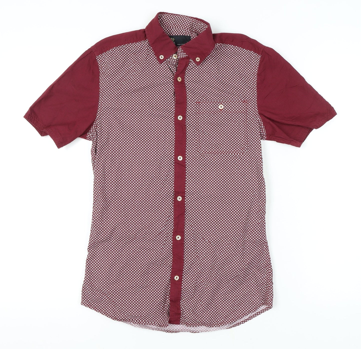 Next Men's Red Geometric XS Short Sleeve Shirt