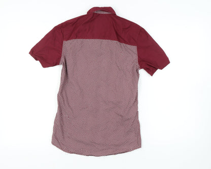 Next Men's Red Geometric XS Short Sleeve Shirt