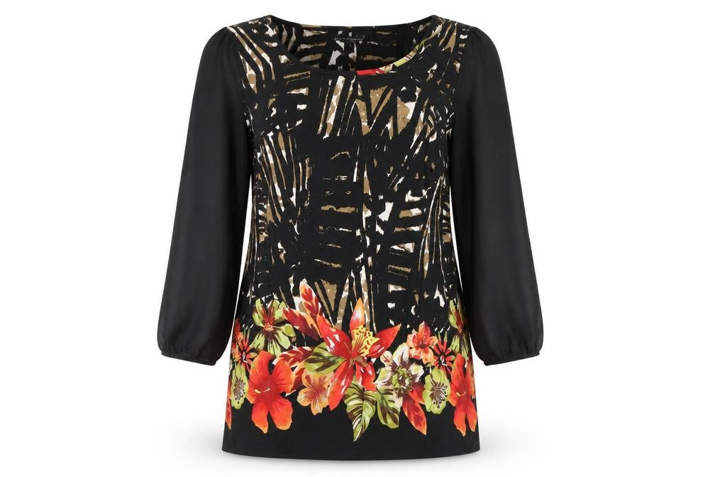 David Emanuel Women's Black Floral Tunic Size 12