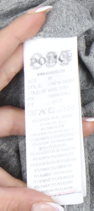 883 Police Men's Grey Crew Neck T-Shirt Medium