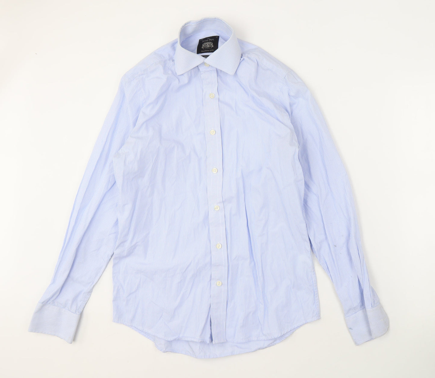 The Savile Row Men's Blue Striped Shirt 15 Slim Fit