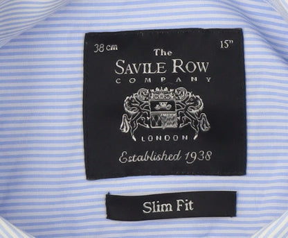 The Savile Row Men's Blue Striped Shirt 15 Slim Fit