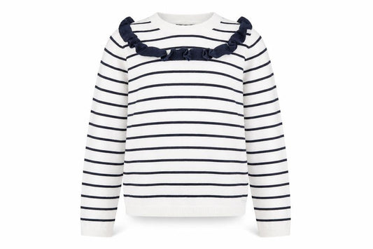 Marks and Spencer Girls White Striped Pullover Jumper 9-10 Years