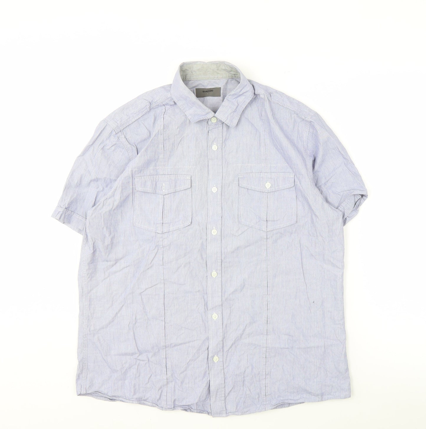 Burton Men's Blue Cotton Short Sleeve Shirt L