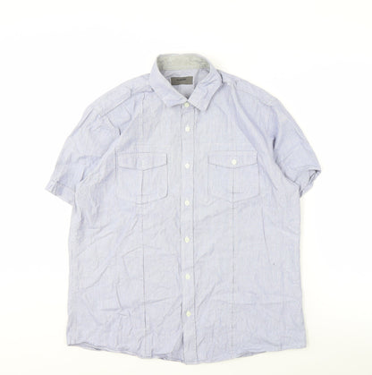 Burton Men's Blue Cotton Short Sleeve Shirt L
