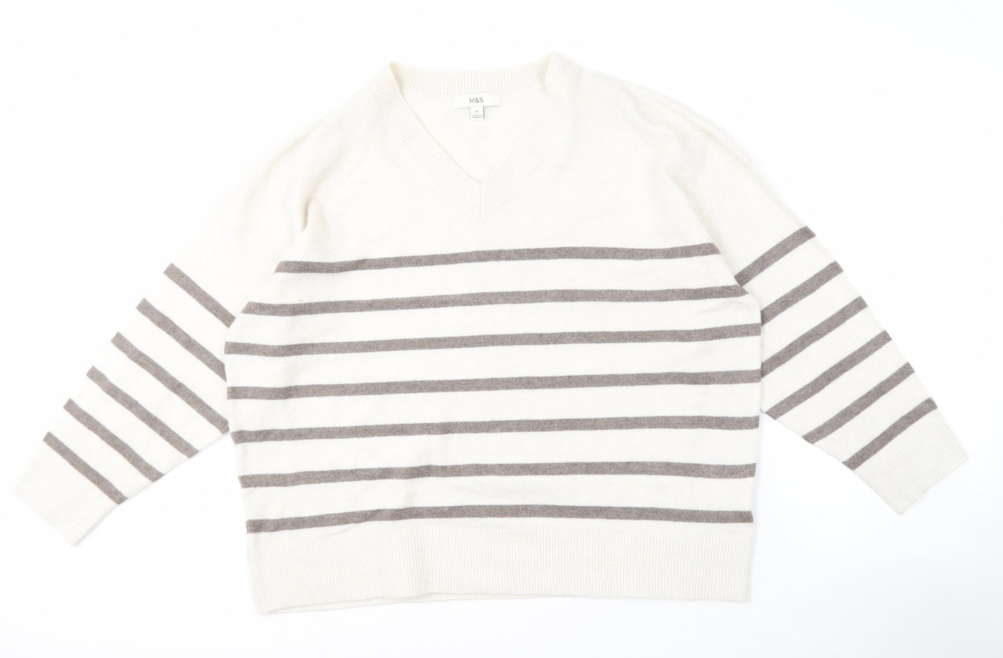 Womens UK Size XL Marks and Spencer White Pullover Jumper