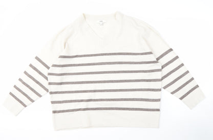 Womens UK Size XL Marks and Spencer White Pullover Jumper