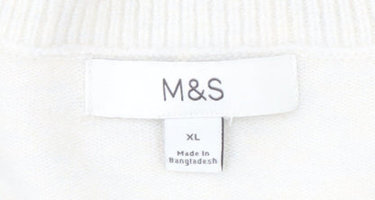 Womens UK Size XL Marks and Spencer White Pullover Jumper