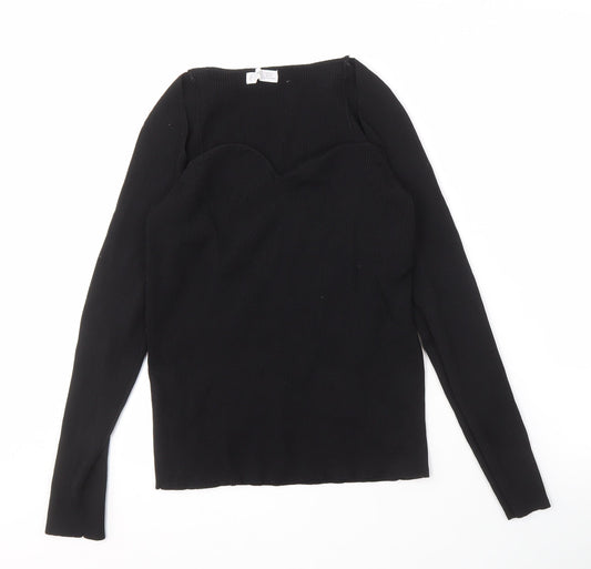 MNG Women's Black Long Sleeve Knit Top XL