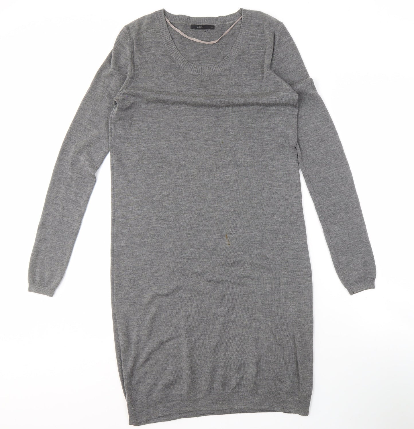COS Women's Grey Long Sleeve Wool Silk Knit Dress S