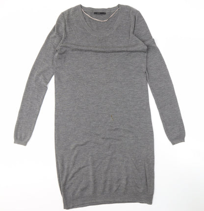 COS Women's Grey Long Sleeve Wool Silk Knit Dress S
